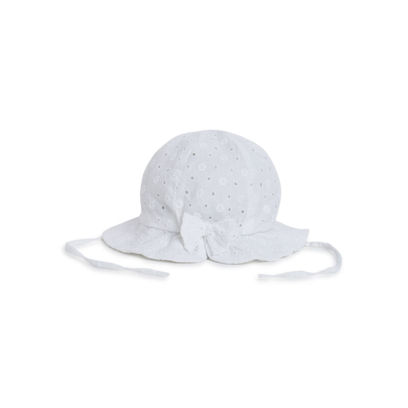 Infant Girls White Self Design Hat image number 0